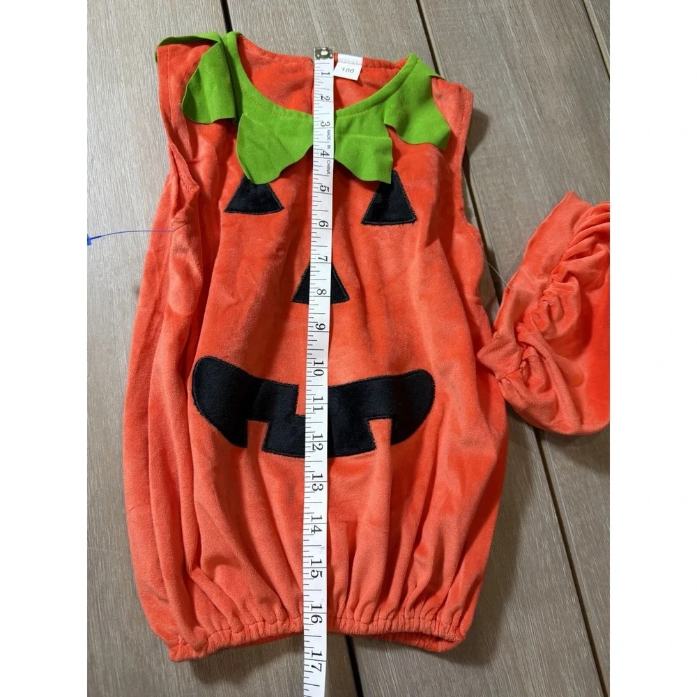 Pumpkin Baby Unisex Costume Pumpkin Romper Halloween DressUp Set Toddler Cosplay